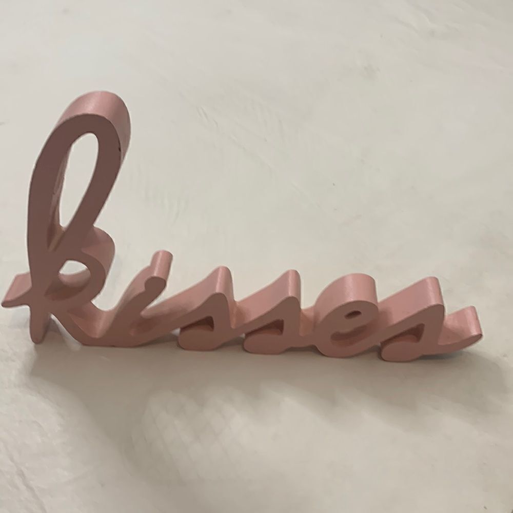 KISSES Wood Letter Art Pink 12 Inches Long And 7 Inches Tall